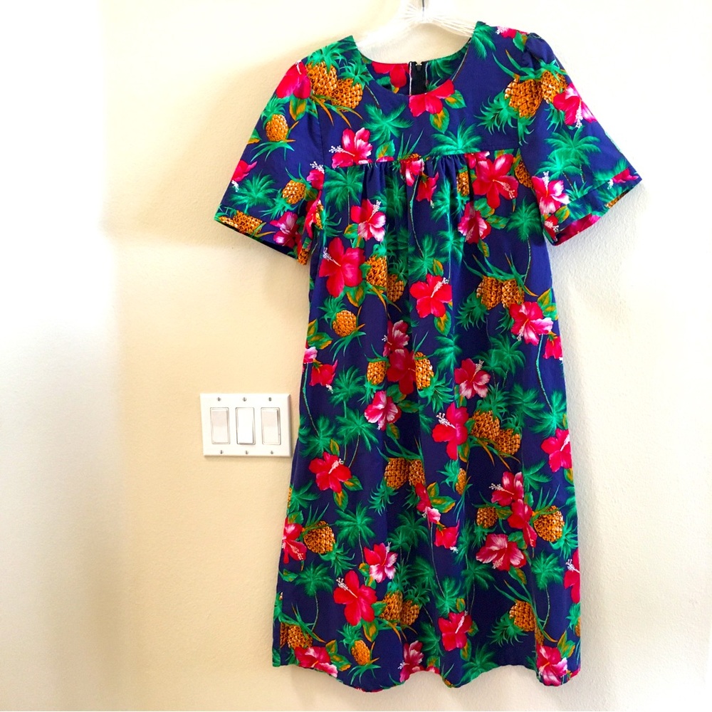 Vintage Hawaiian Mumu House Coat Dress Large by Royal Creations in Cotton